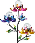 Solar Lights Outdoor Decorative Lotus Flowers Wind Spinner Garden Stake by Afirst