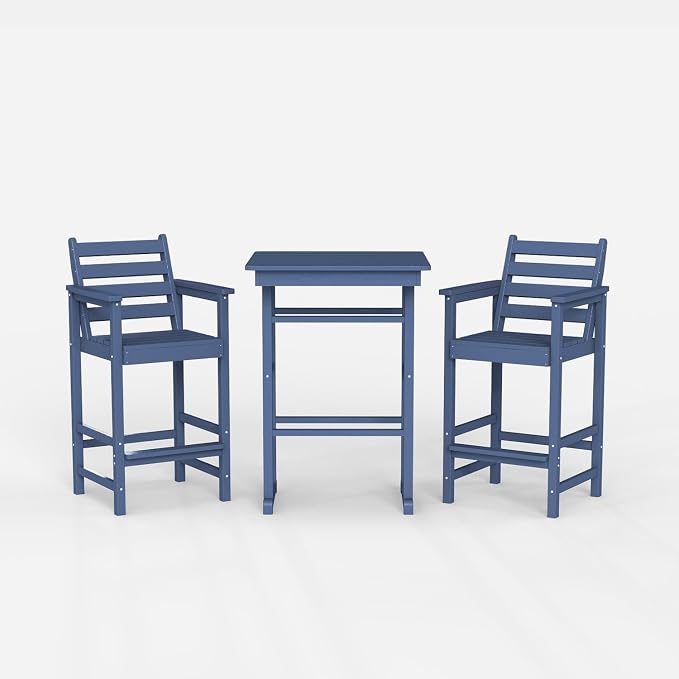 Bar Height Adirondack Chairs and Table Set, Outdoor Patio Bar Set - Image 9