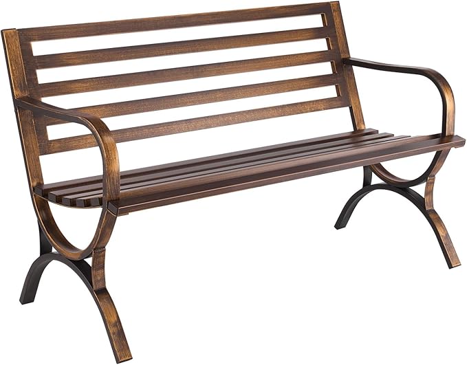 VEVOR Outdoor Bench, 50 inch, Carbon Steel Metal Frame by VEVOR