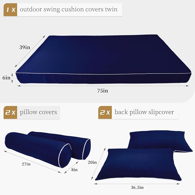 Outdoor Daybed Cushion Cover Twin, Twin Size Outdoor Daybed Mattress Bolster - Image 2