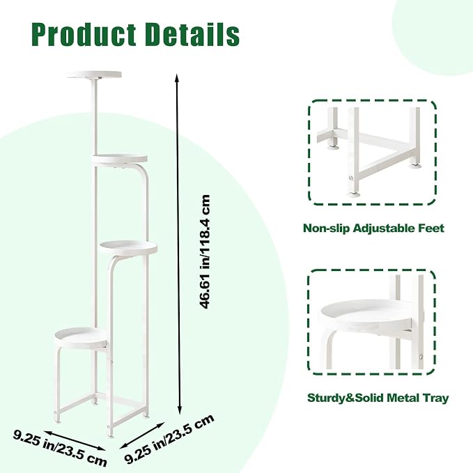 Plant Stand Indoor Outdoor 4 Tier Metal Plant Shelf - Image 4