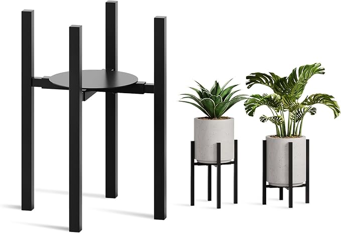 Adjustable Metal Plant Stand Indoor, Mid Century Modern Outdoor Planter Holder by HomecourtyardsInterio
