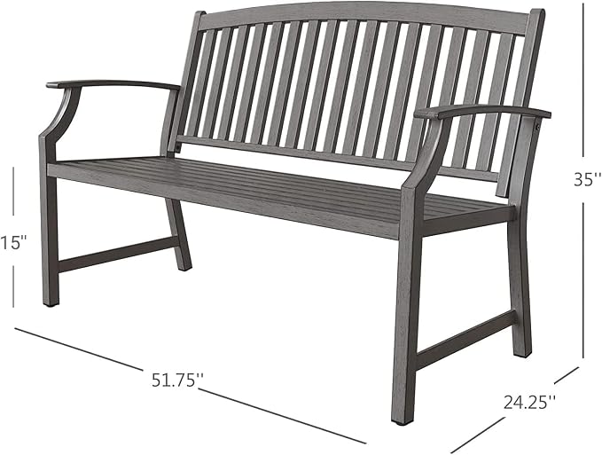 Grand patio Farmhouse Outdoor Bench, Garden Benches - Image 3