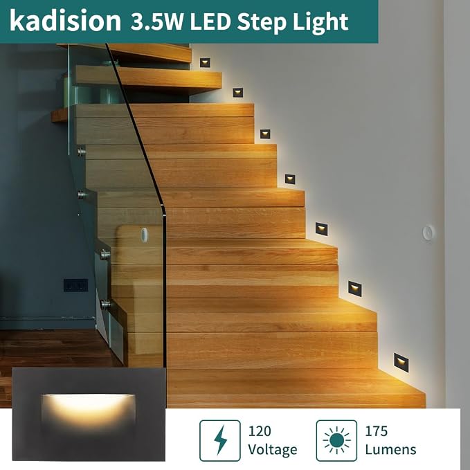 kadision 120V Dimmable LED Step Lights, 3000K/4000K/5000K Selectable, 3.5W - Image 3