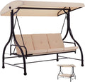 AECOJOY Porch Swing Chair, 3 Seats Porch Swing Adjustable Canopy Outdoor Swing by AECOJOY