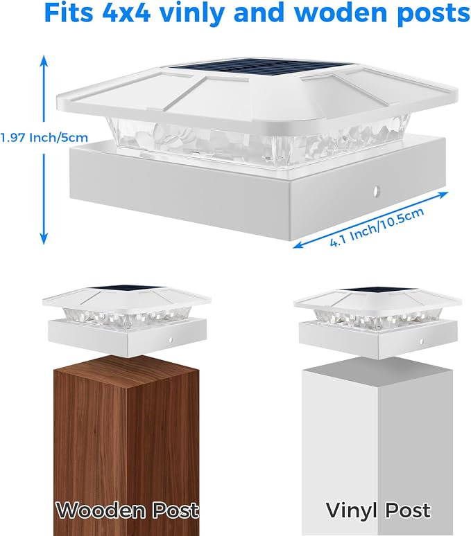 Peasur 4x4IN Solar Post Cap Lights Outdoor - Image 3