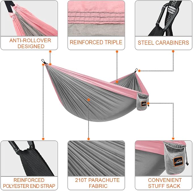 Camping Hammock, Super Lightweight Portable Parachute Hammock - Image 2