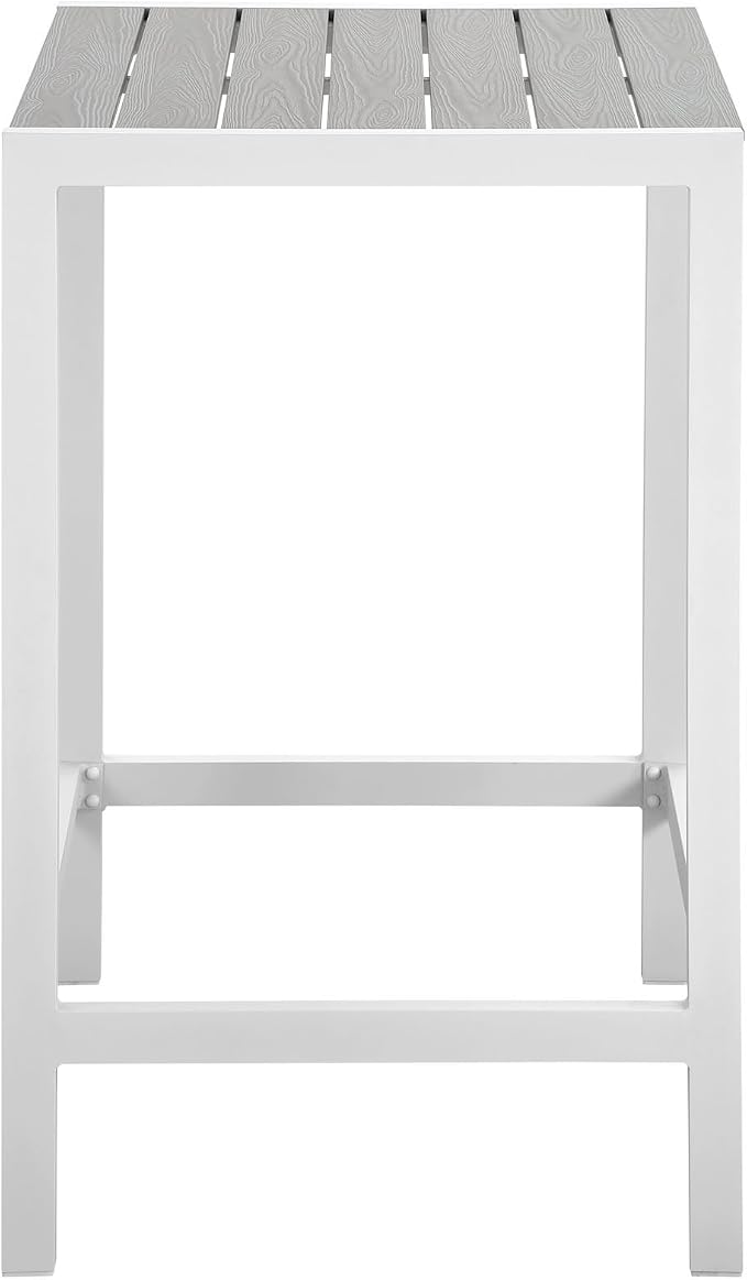 Modway Maine Aluminum Outdoor Patio Bar Table in White Light Gray - Image 2