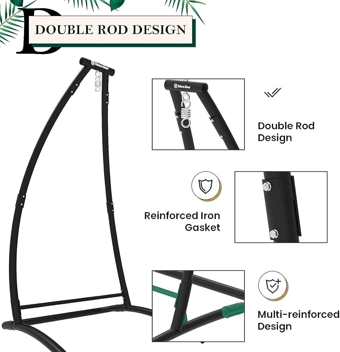 G TALECO GEAR C-Type Hanging Hammock Chair Stand, Heavy Steel Swing Hammock - Image 5