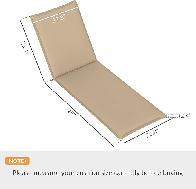 Outsunny Outdoor Lounge Chair Cushion Set of 2, UPF50+ 200gsm Fabric and 25D - Image 7