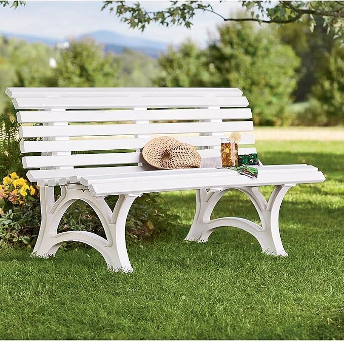 Plow & Hearth Weatherproof German PVC Outdoor Bench | 3-Seat | Holds Up to 500 - Image 2