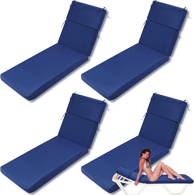 4 Pcs Indoor Outdoor Chaise Lounge Cushions Sponge Bench Outdoor Furniture by SmoothNovelty