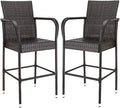 VINGLI Wicker Bar Stools Outdoor Set of 2, Outdoor Bar Height Chairs, Patio by VINGLI
