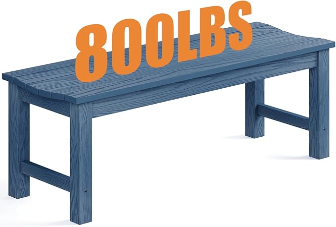 Outdoor Bench, 2-Person Patio Backless Bench Holds up to 800lbs, Weatherproof by LAHAAP