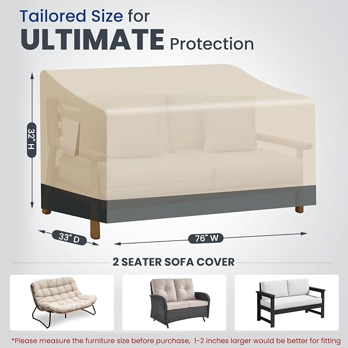 Extra Heavy Duty 2 Seater Outdoor Couch Cover Waterproof Up to 8000pa, Patio - Image 2