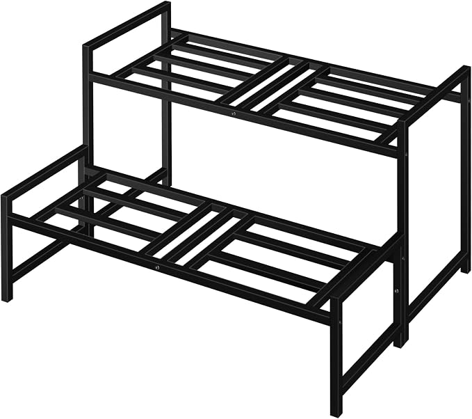 Plant Stand Indoor Outdoor, 2-Tier Wrought Iron Plant Stands, Stackable Metal by Lilybud--lily