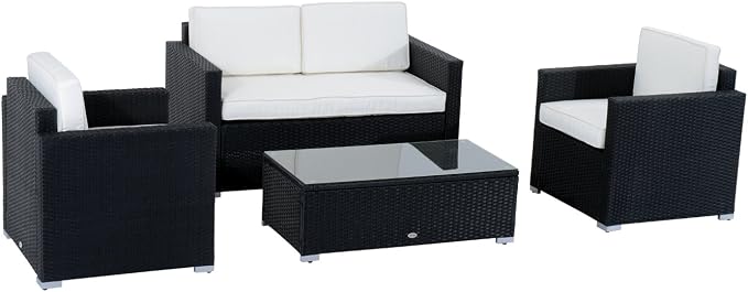 Outsunny 4 Piece Wicker Patio Furniture Set by Outsunny