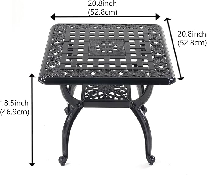 Mandolin Outdoor Patio, Rust -Resistant Cast Aluminum Side Table, Weather - Image 7
