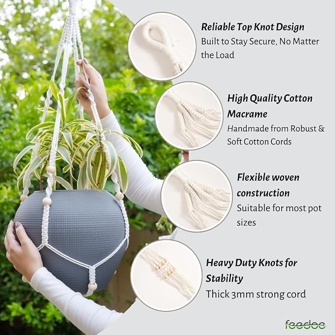 feedee Macrame Plant Hanger, Hanging Planters - Image 5