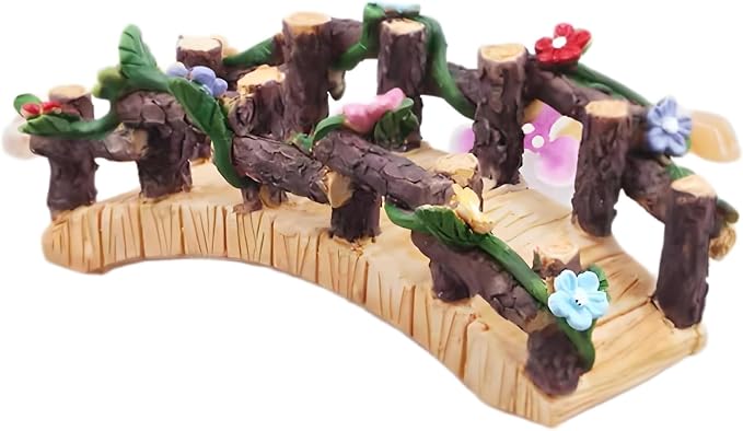 Miniature Fairy Garden Bridge Figurine – 3.8x1.4in Resin Craft Flower Ornament by Unknown
