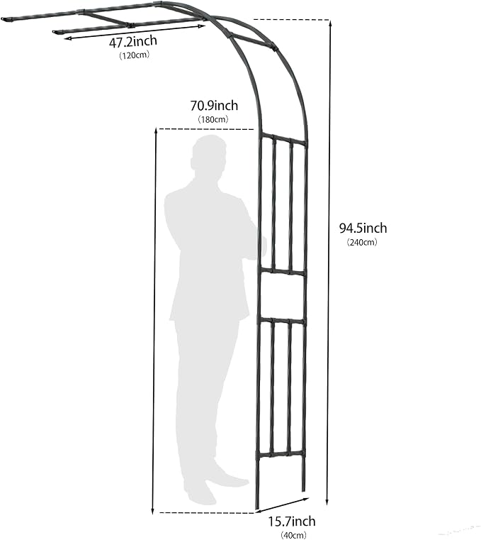 Twira Half Side Garden Arch Trellis, 7.9FT Metal Arbor Trellis - Image 3