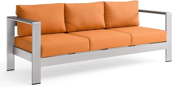 Modway Shore Aluminum Metal Outdoor Patio Sofa - Image 3