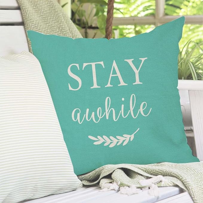 PANDICORN Welcome to Our Porch Stay Awhile Farmhouse Decorative Throw Pillow - Image 7