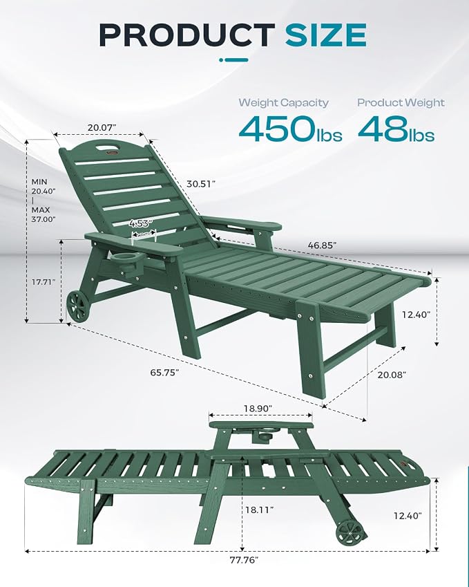 Ciokea Lounge Chair Outdoor, Oversized Chaise Lounge Chair - Image 3
