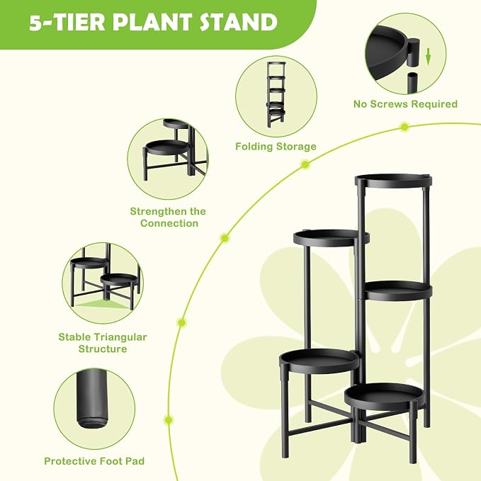 5 Tier Heavy Duty Metal Plant Stand - Image 4