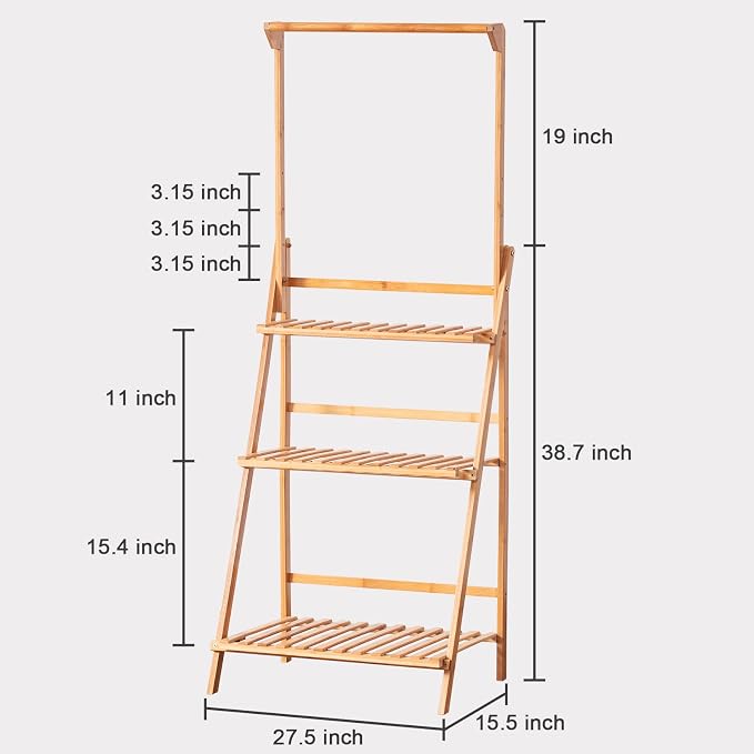 COPREE Bamboo 3-Tier Hanging Plant Stand Planter Shelves Flower Pot Organizer - Image 6