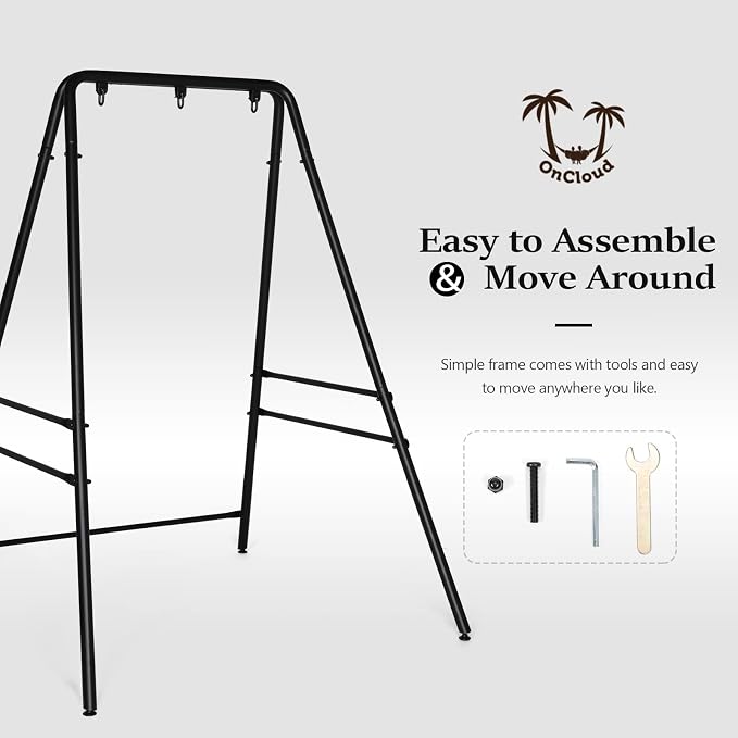 ONCLOUD Outdoor Hanging Chair Stand, Heavy-Duty 450 LBS Support Outdoor Hammock - Image 8