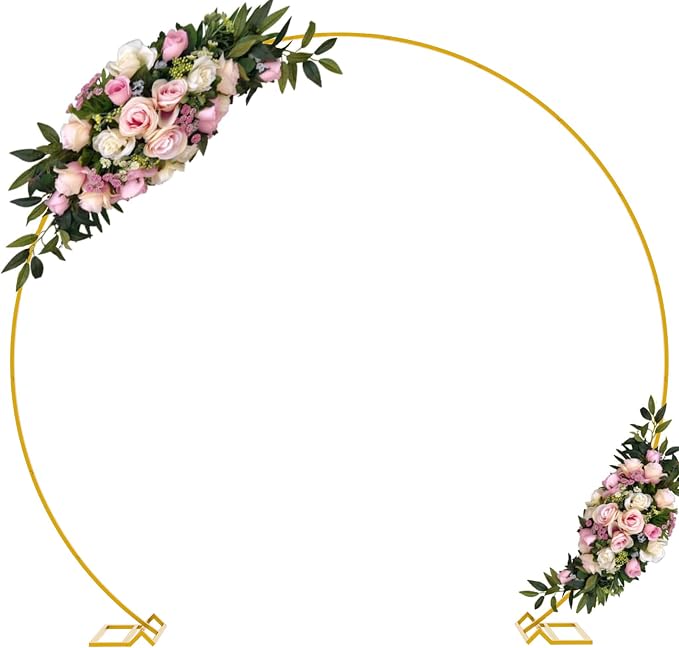 Wokceer 9.2 FT Large Circle Balloon Arch Stand Gold Metal Round Arch Backdrop by Wokceer