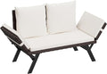 Flamaker Outdoor Convertible Sofa, Woven Rattan Patio Furniture Sunbed by Flamaker