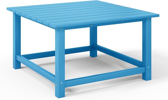 WestinTrends Malibu Low Outdoor HDPE Square Patio Coffee Table, Pacific Blue - Image 7