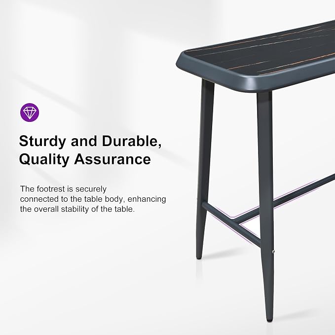 PURPLE LEAF Outdoor High Bar Table Rectangular Patio Pub Balcony Table - Image 8