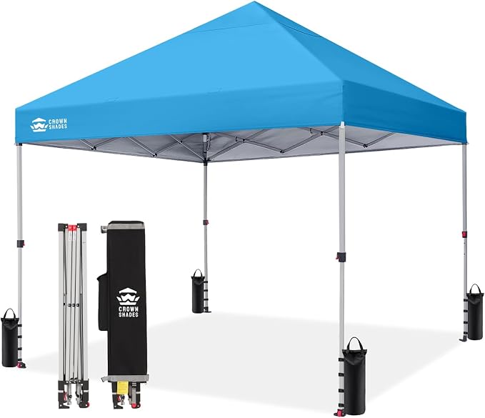 CROWN SHADES 8x8 Pop Up Canopy, Patented Center Lock One Push Instant Popup by CrownShades