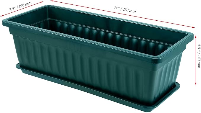 JOIKIT 6 Packs 17 x 7.5 x 5.5 Inch Plastic Window Planter Boxes - Image 2