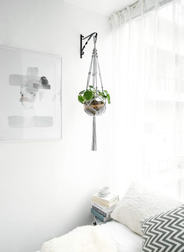 Mkono Macrame Plant Hangers Indoor Outdoor Hanging Planter Basket Cotton Rope 4 - Image 2