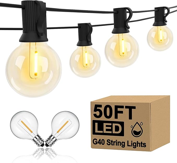 GOOTHY 50Ft G40 LED Outdoor String Lights, Waterproof by Goothy
