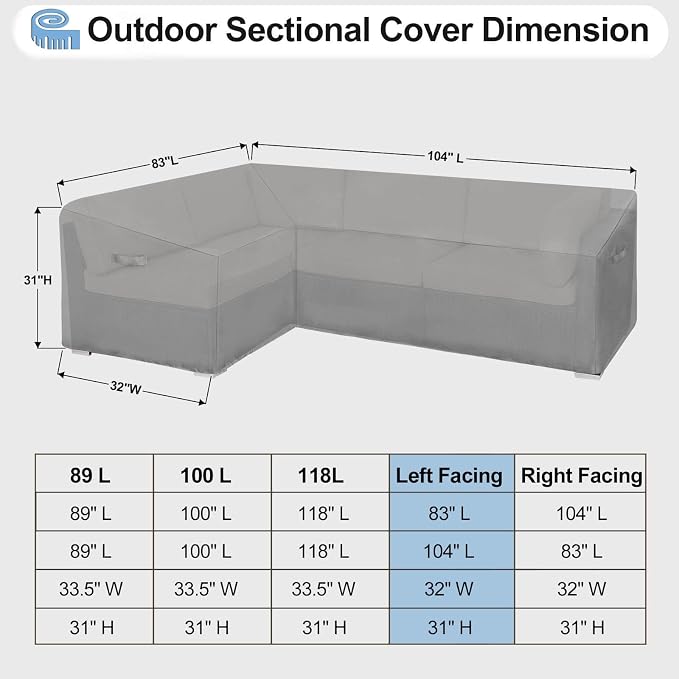 OutdoorLines Waterproof Outdoor Patio Sectional Cover - Image 2