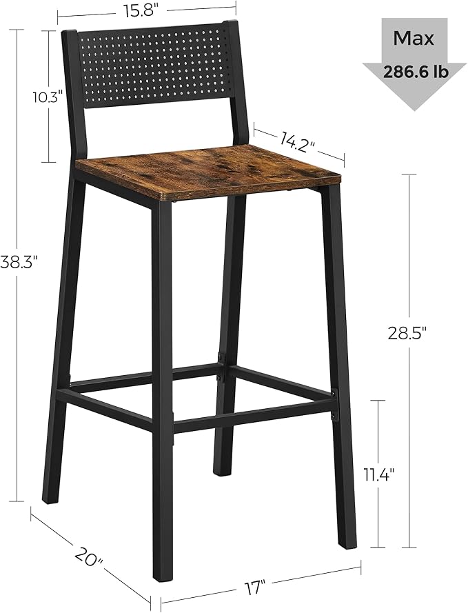 VASAGLE Bar Stools, Tall Bar Stools - Image 3