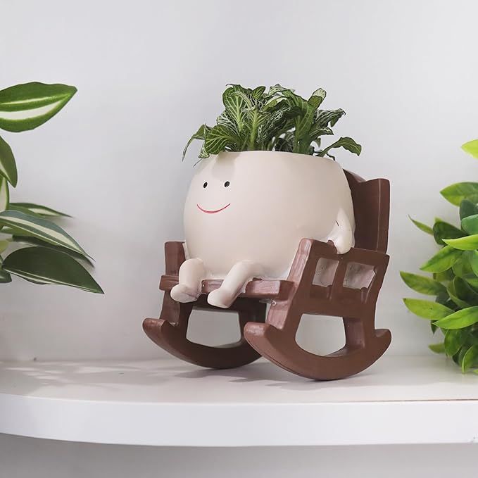 Smiley Face Rocking Chair Planters Flower Pots - Image 6