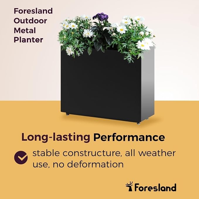 Tall & Long Metal Planter with Middle Shelf, 36W x 11D x 30H Large Rectangular - Image 8
