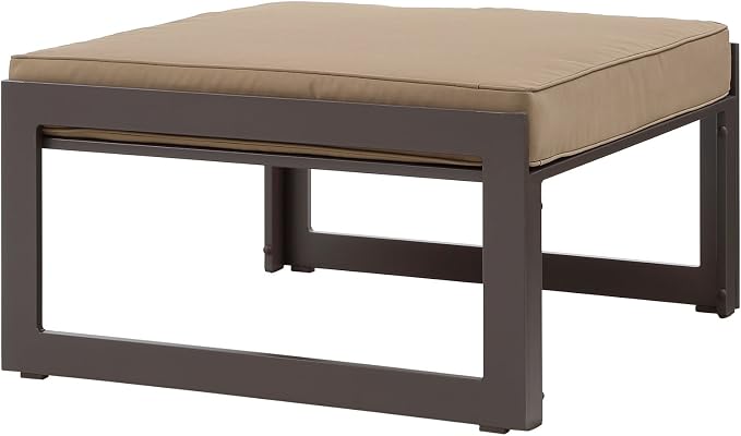 Modway Fortuna Aluminum Outdoor Patio Ottoman in Brown Mocha - Image 3