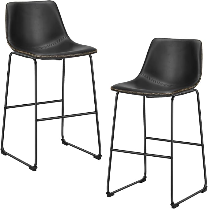 DUMOS 26 Inch Counter Height Bar Stools Set of 2, Modern Faux Leather High by DumosLifestyle