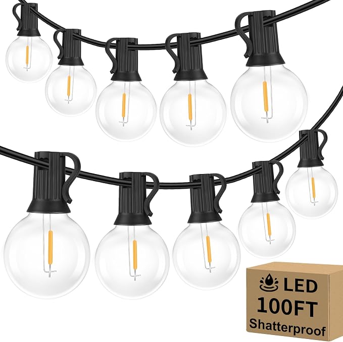 100FT Outdoor G40 LED Globe String Lights Dimmable Waterproof Shatterproof by BestChoiceforYourLife