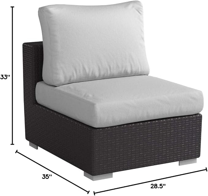 Modway Convene Wicker Rattan Outdoor Patio Sectional Sofa Armless Chair in - Image 2