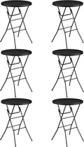 Round Folding Table, Portable Plastic Table w/Thick Table Top, Metal Frame by IWDOO