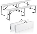 VEVOR Plastic Folding Bench, 6ft Portable Folding Bench, Smooth High Density by VEVOR