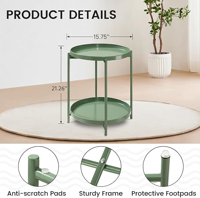 danpinera 2 Tier Metal Side Table - Image 3